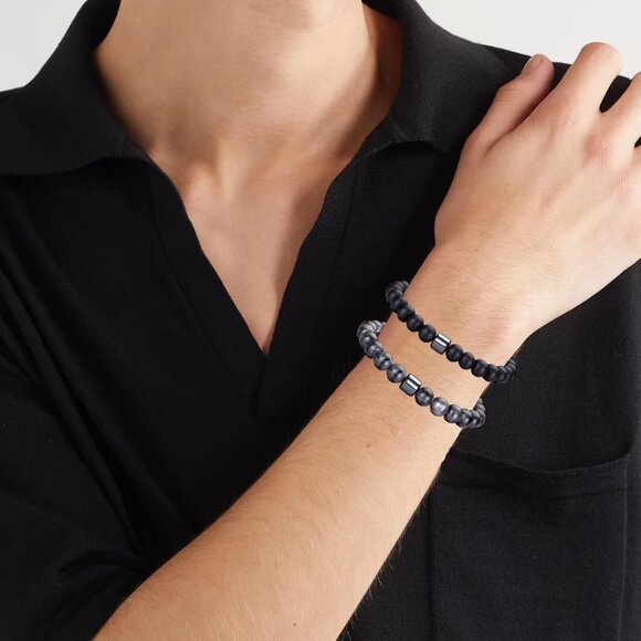 ⚡Rankeef Men 2 Black Flash Tiger Eye 8MM Natural Stone Crystal Beaded Bracelet - Picture 4 of 7